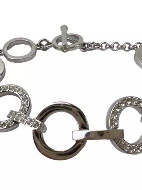 Swarovski Silver Crystal Open Circle Link Bracelet   never worn